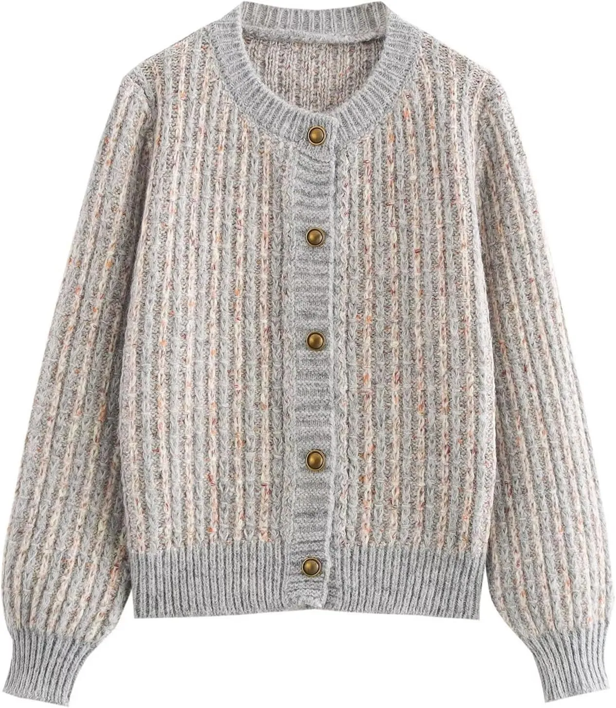 COZYPOIN Women Chunky Knitted Cardigan Sweater Crew Neck Button Fall Trendy Knit Coat