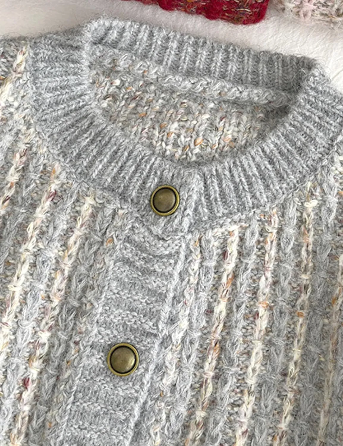 COZYPOIN Women Chunky Knitted Cardigan Sweater Crew Neck Button Fall Trendy Knit Coat
