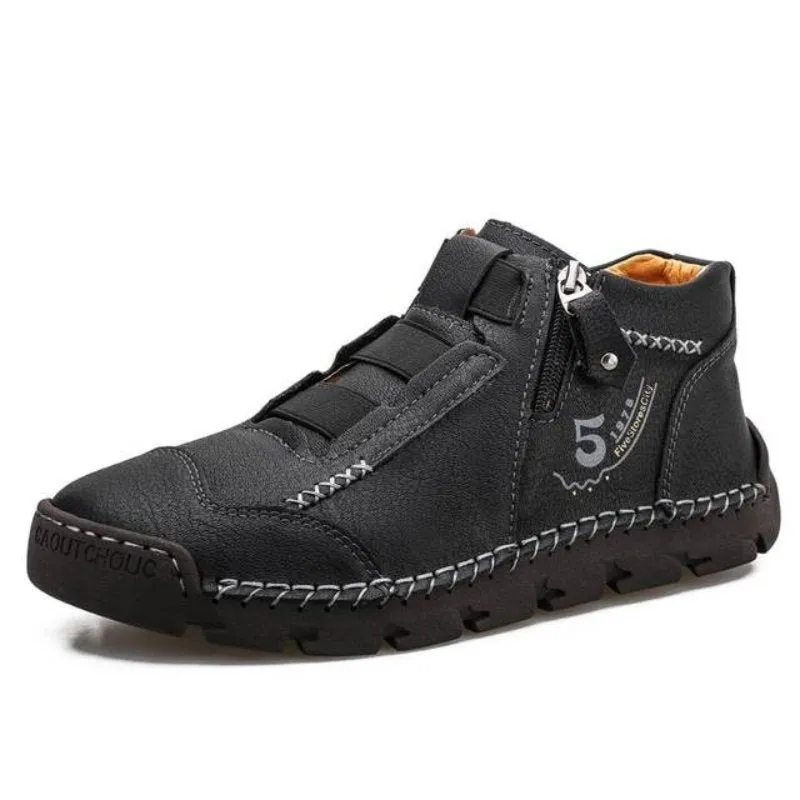 Cuzcare Leather Ankle Boots For Men Comfy Walking Orthopedic Shoes