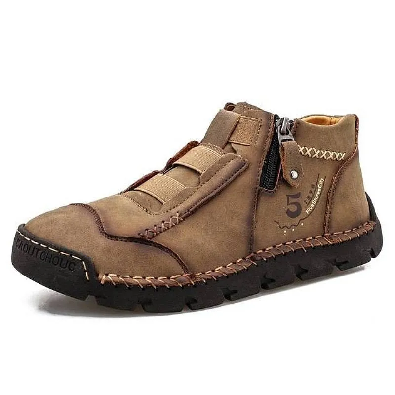 Cuzcare Leather Ankle Boots For Men Comfy Walking Orthopedic Shoes