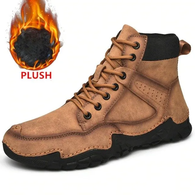 Cuzcare Men Casual Ankle Boots Leather Winter Orthopedic Shoes