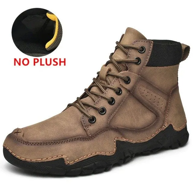 Cuzcare Men Casual Ankle Boots Leather Winter Orthopedic Shoes