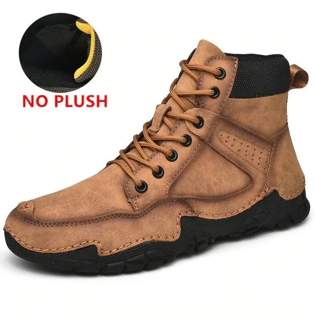 Cuzcare Men Casual Ankle Boots Leather Winter Orthopedic Shoes