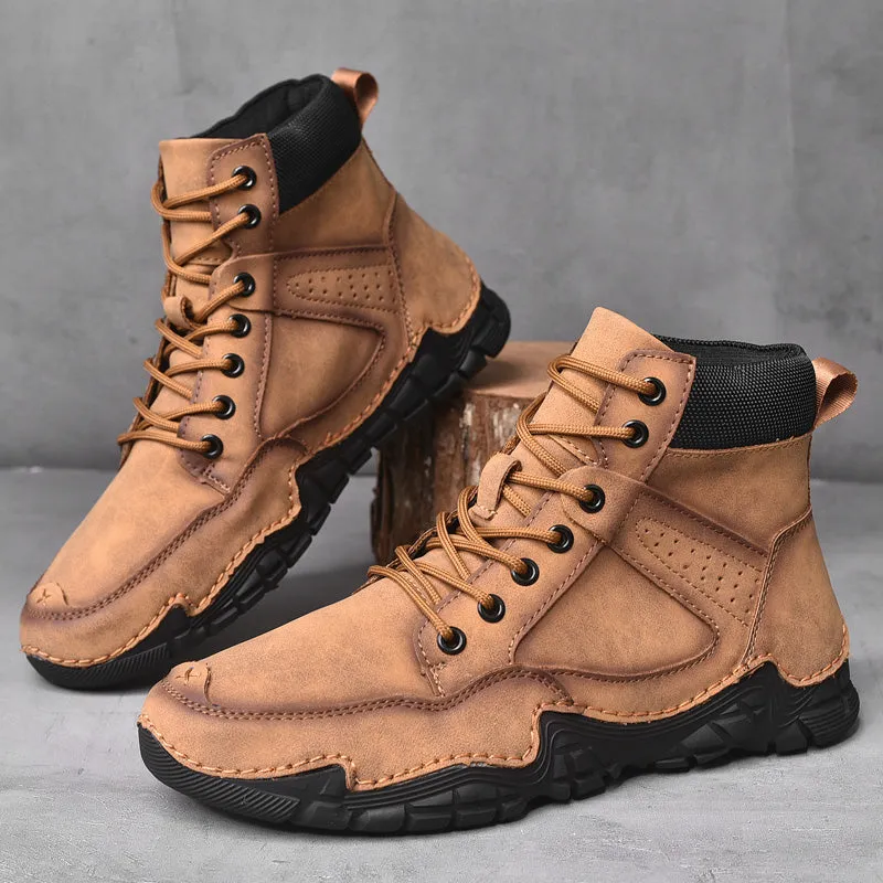 Cuzcare Men Casual Ankle Boots Leather Winter Orthopedic Shoes