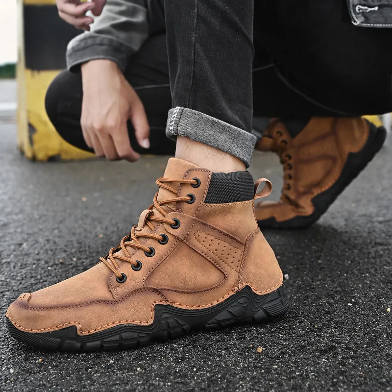 Cuzcare Men Casual Ankle Boots Leather Winter Orthopedic Shoes