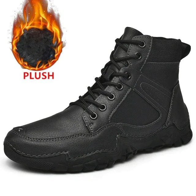 Cuzcare Men Casual Ankle Boots Leather Winter Orthopedic Shoes