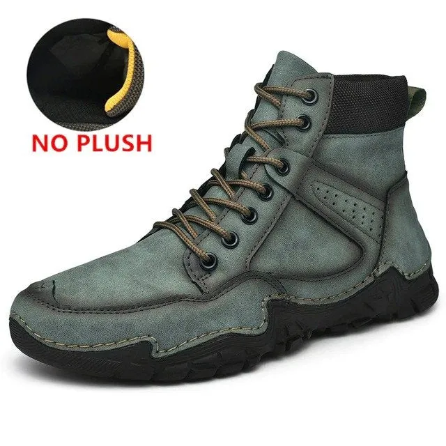 Cuzcare Men Casual Ankle Boots Leather Winter Orthopedic Shoes