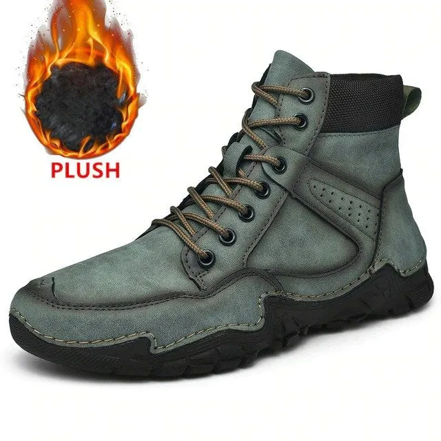 Cuzcare Men Casual Ankle Boots Leather Winter Orthopedic Shoes