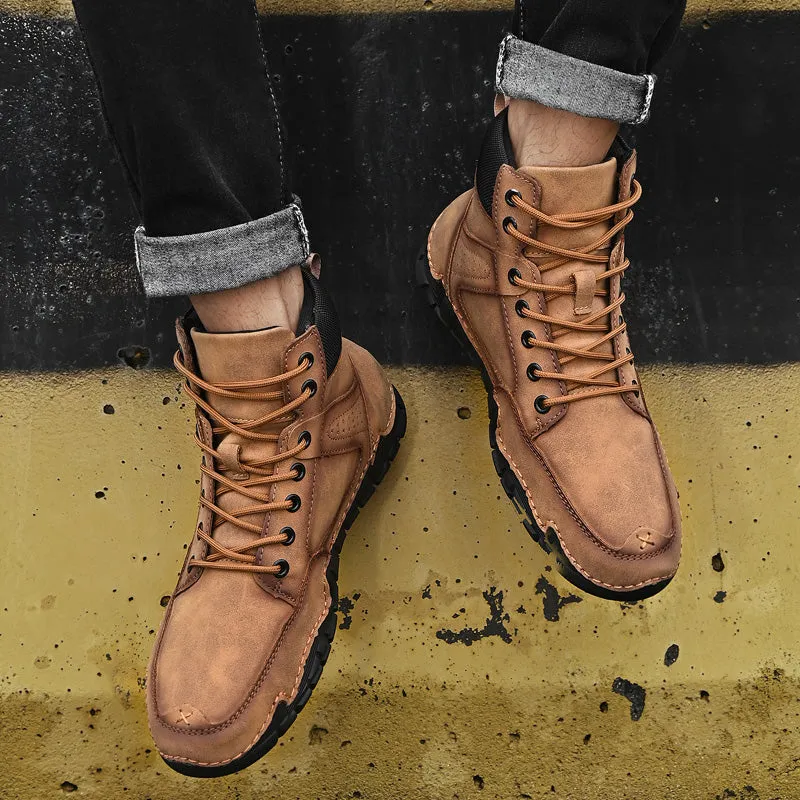 Cuzcare Men Casual Ankle Boots Leather Winter Orthopedic Shoes
