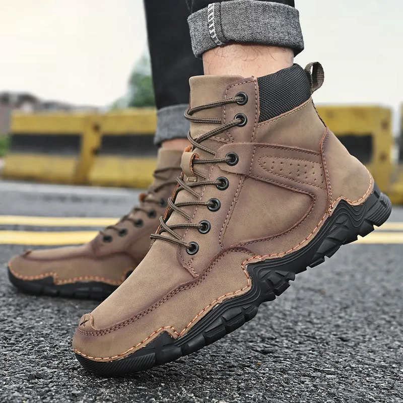 Cuzcare Men Casual Ankle Boots Leather Winter Orthopedic Shoes
