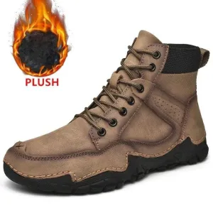 Cuzcare Men Casual Ankle Boots Leather Winter Orthopedic Shoes