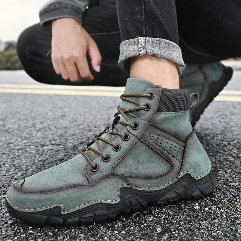 Cuzcare Men Casual Ankle Boots Leather Winter Orthopedic Shoes