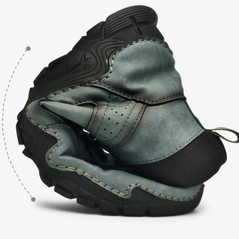 Cuzcare Men Casual Ankle Boots Leather Winter Orthopedic Shoes