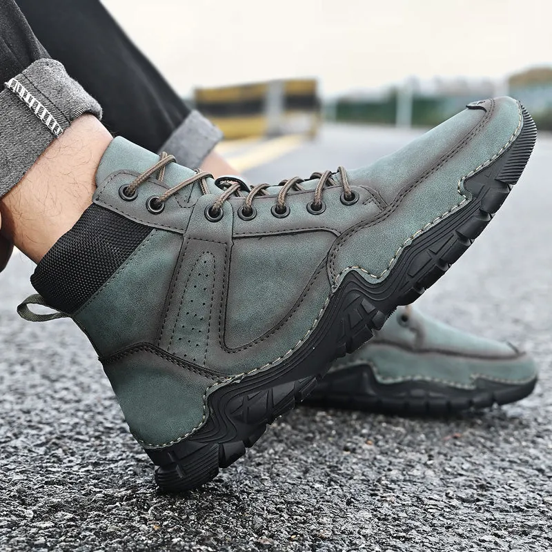 Cuzcare Men Casual Ankle Boots Leather Winter Orthopedic Shoes
