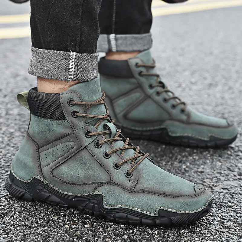 Cuzcare Men Casual Ankle Boots Leather Winter Orthopedic Shoes