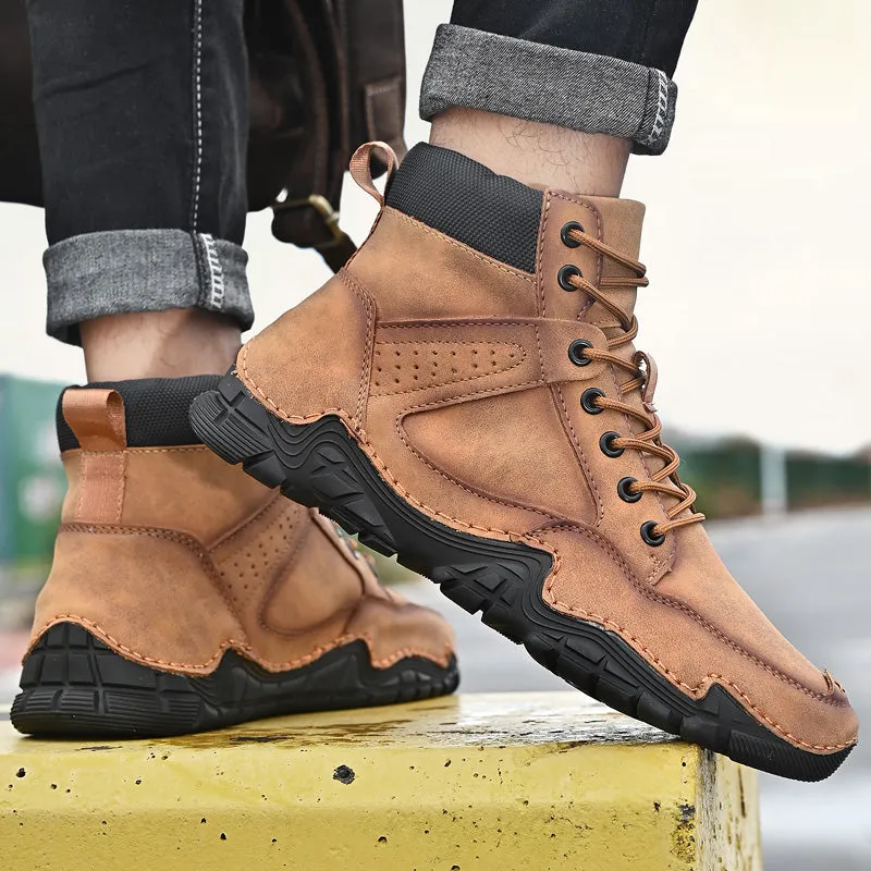 Cuzcare Men Casual Ankle Boots Leather Winter Orthopedic Shoes