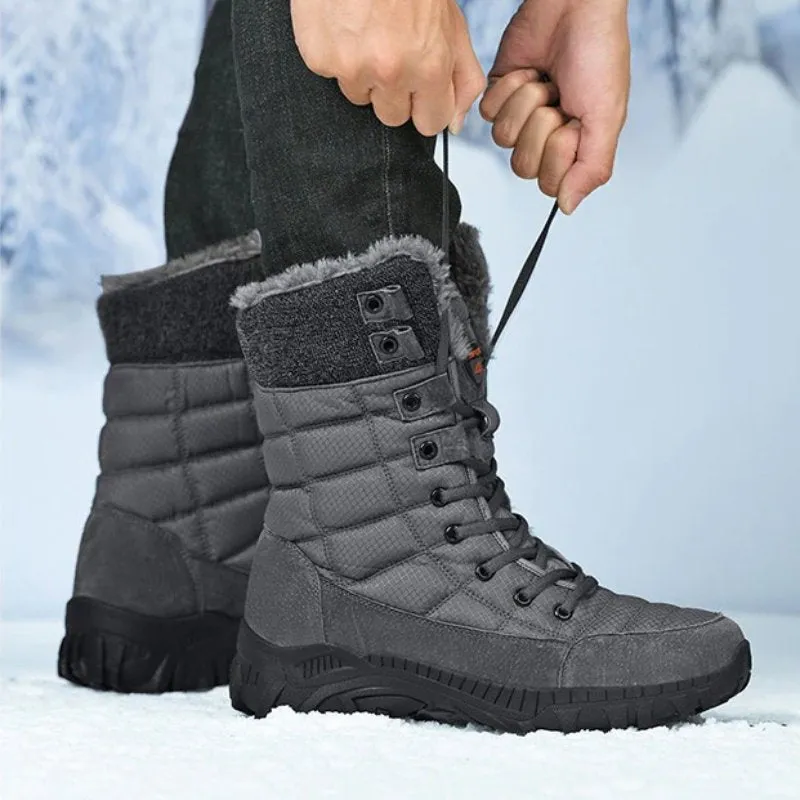 Cuzcare Men Orthopedic Shoes Foldable Collar Hiking Snow Boots