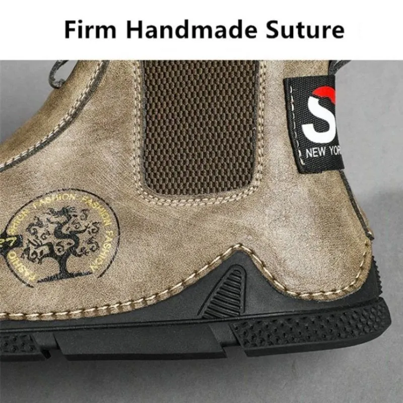 Cuzcare Men Plush Ankle Boots Premium Leather Casual Orthopedic Shoes