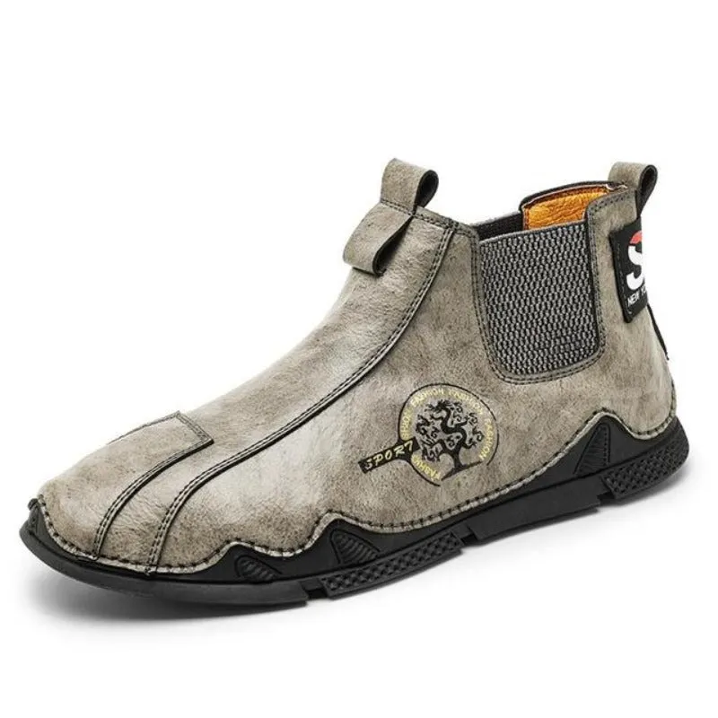 Cuzcare Men Plush Ankle Boots Premium Leather Casual Orthopedic Shoes
