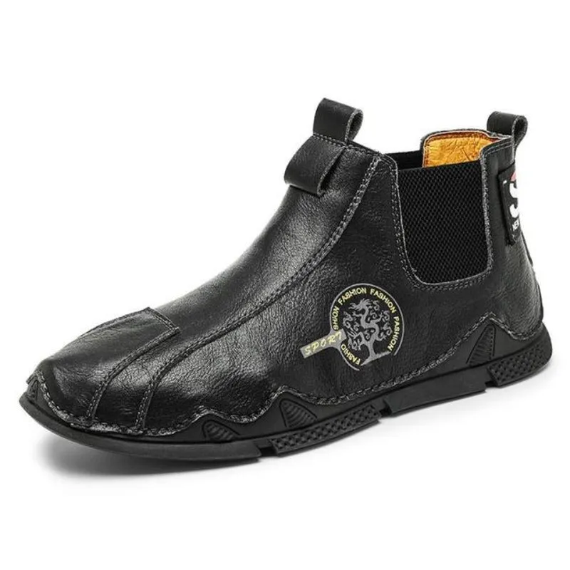 Cuzcare Men Plush Ankle Boots Premium Leather Casual Orthopedic Shoes