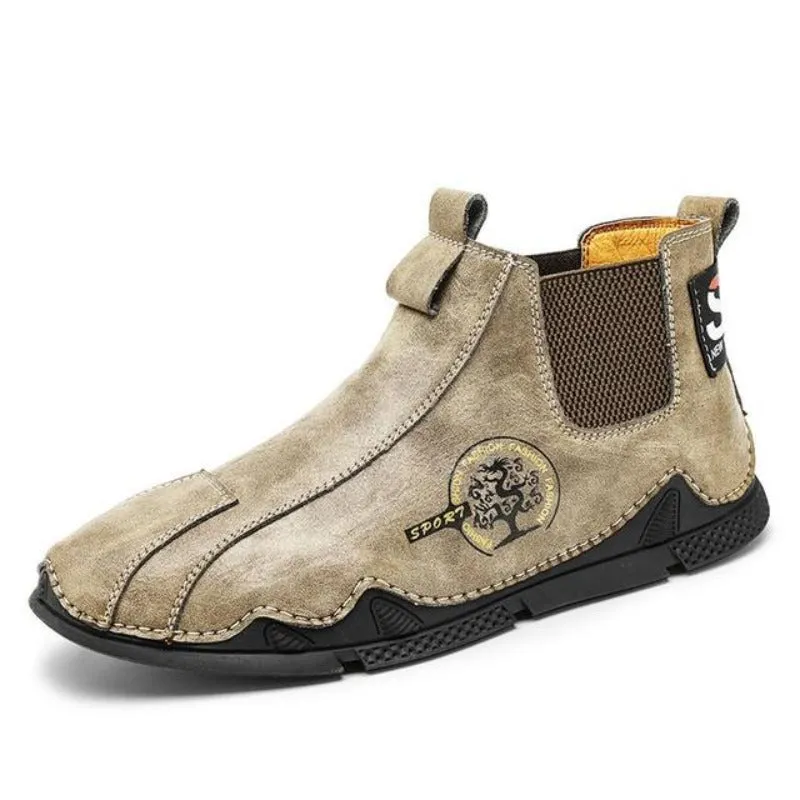 Cuzcare Men Plush Ankle Boots Premium Leather Casual Orthopedic Shoes