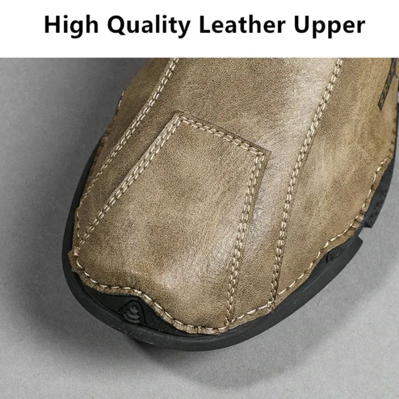Cuzcare Men Plush Ankle Boots Premium Leather Casual Orthopedic Shoes