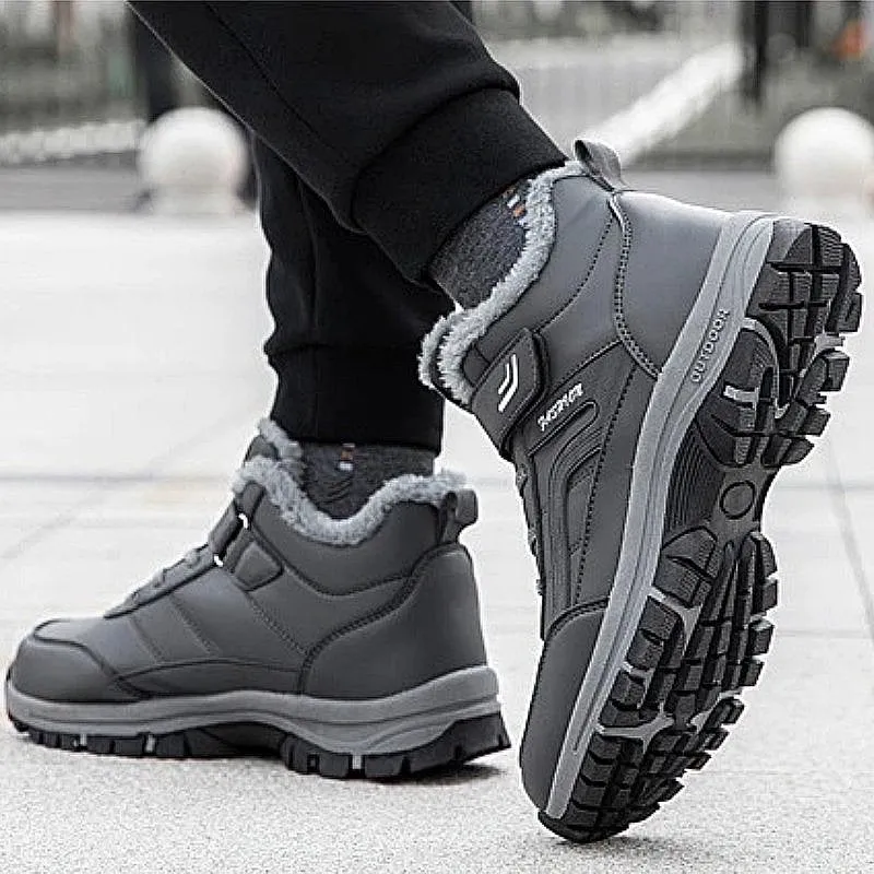 Cuzcare Men Velcro Fur Ankle Boots Waterproof Orthopedic Shoes