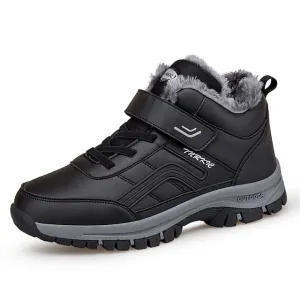 Cuzcare Men Velcro Fur Ankle Boots Waterproof Orthopedic Shoes