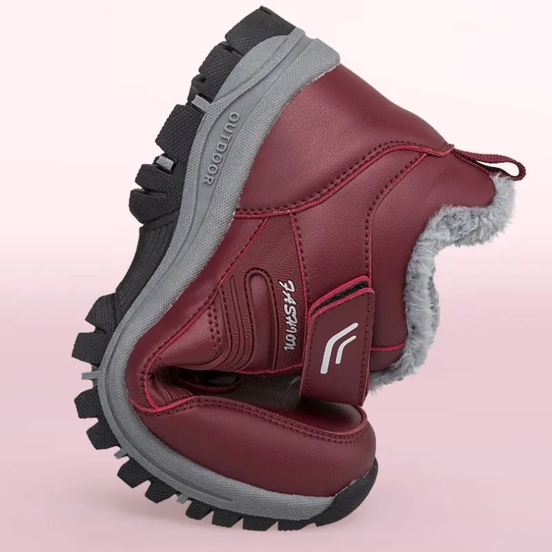 Cuzcare Men Velcro Fur Ankle Boots Waterproof Orthopedic Shoes