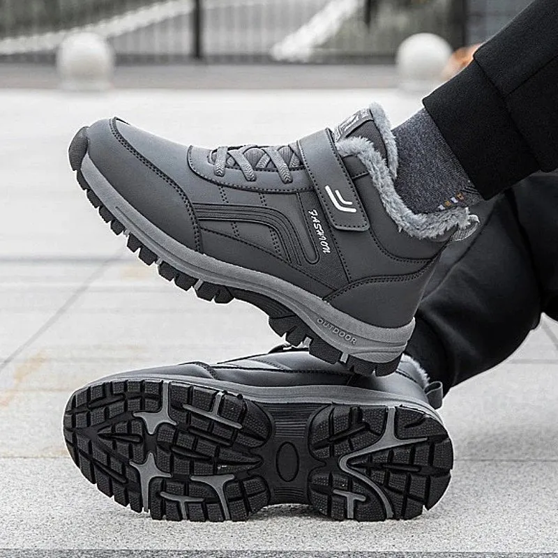 Cuzcare Men Velcro Fur Ankle Boots Waterproof Orthopedic Shoes