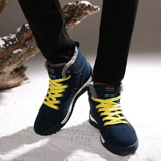 Cuzcare Men Warm Orthopedic Shoes Round Toe Ankle Snow Boots