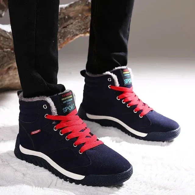 Cuzcare Men Warm Orthopedic Shoes Round Toe Ankle Snow Boots
