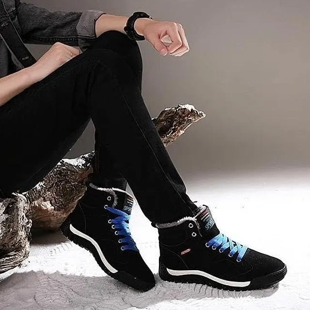 Cuzcare Men Warm Orthopedic Shoes Round Toe Ankle Snow Boots