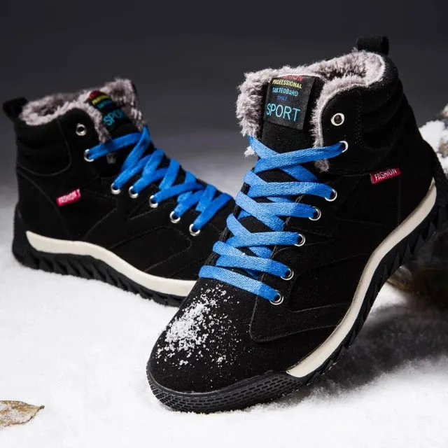 Cuzcare Men Warm Orthopedic Shoes Round Toe Ankle Snow Boots