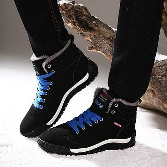 Cuzcare Men Warm Orthopedic Shoes Round Toe Ankle Snow Boots
