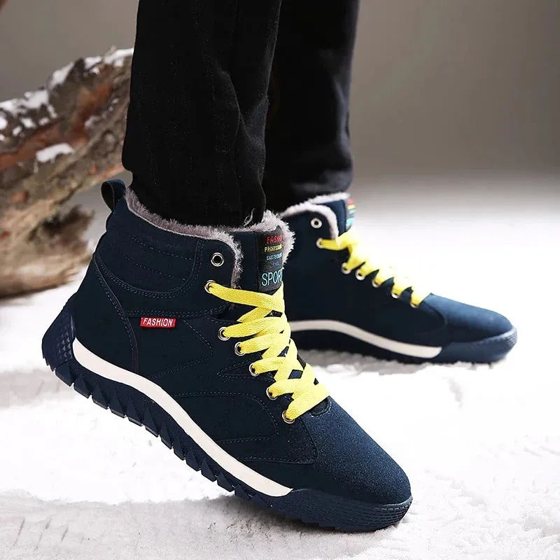Cuzcare Men Warm Orthopedic Shoes Round Toe Ankle Snow Boots
