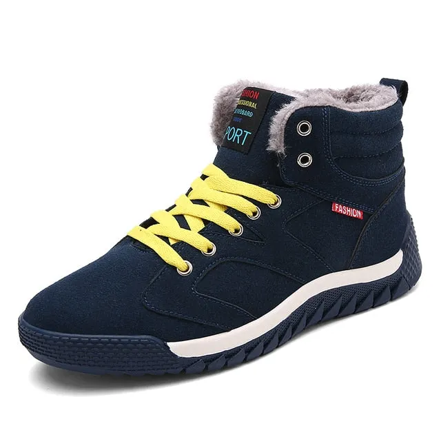 Cuzcare Men Warm Orthopedic Shoes Round Toe Ankle Snow Boots