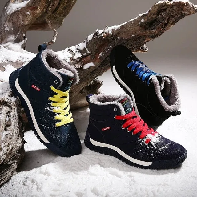 Cuzcare Men Warm Orthopedic Shoes Round Toe Ankle Snow Boots