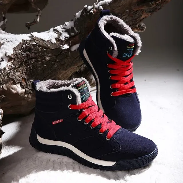 Cuzcare Men Warm Orthopedic Shoes Round Toe Ankle Snow Boots
