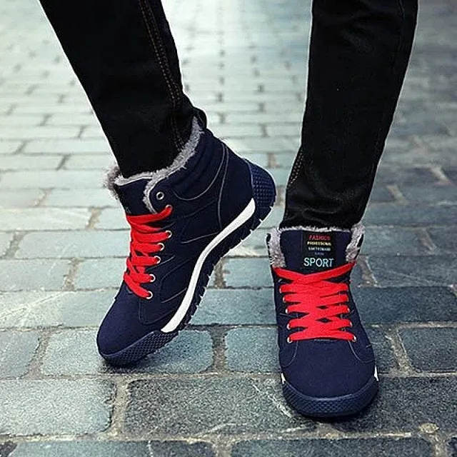 Cuzcare Men Warm Orthopedic Shoes Round Toe Ankle Snow Boots