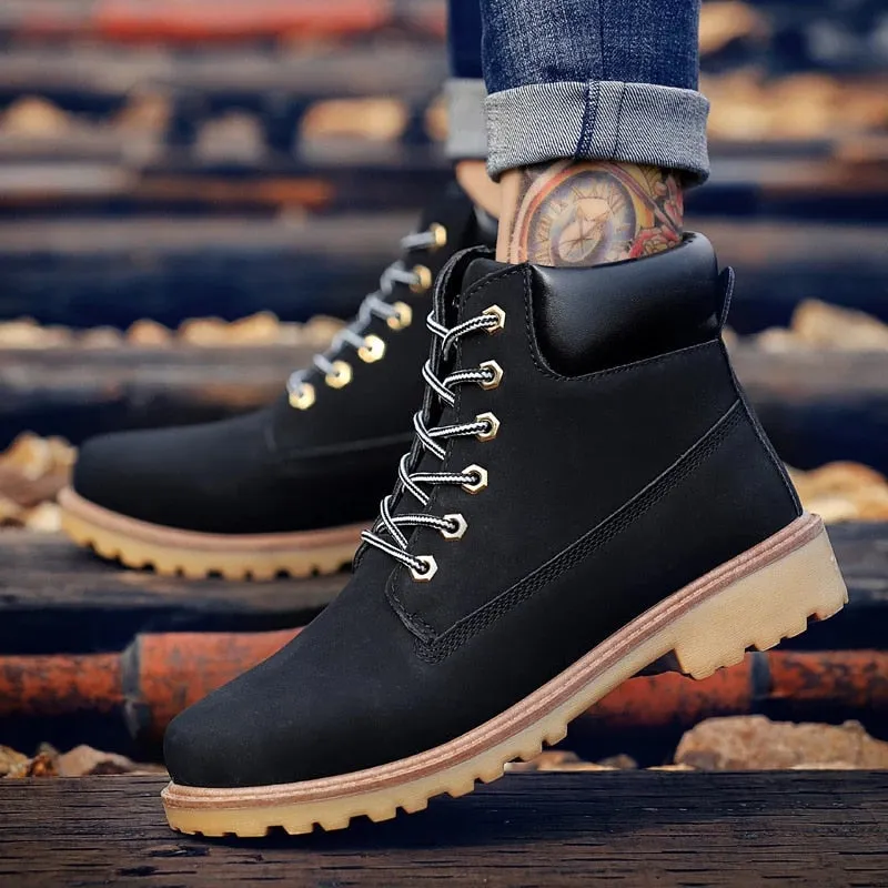 Cuzcare Men Winter Orthopedic Shoes Warm Army Ankle Boots