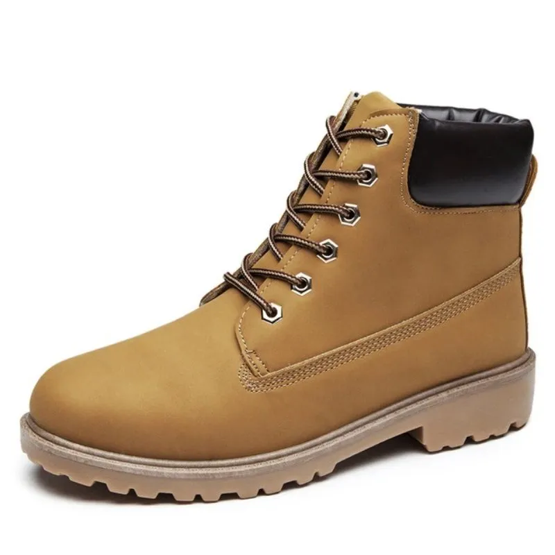Cuzcare Men Winter Orthopedic Shoes Warm Army Ankle Boots