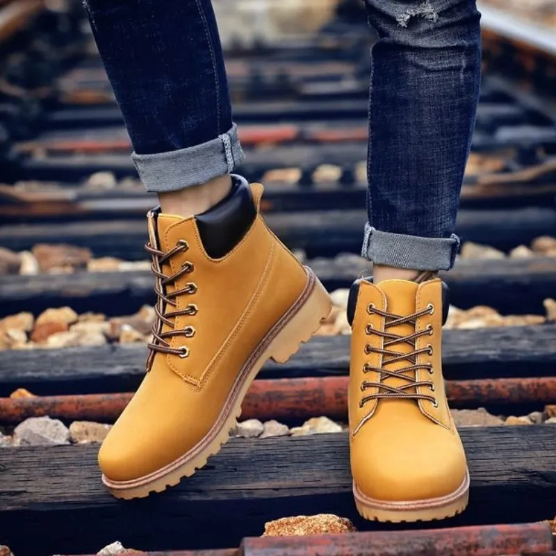 Cuzcare Men Winter Orthopedic Shoes Warm Army Ankle Boots