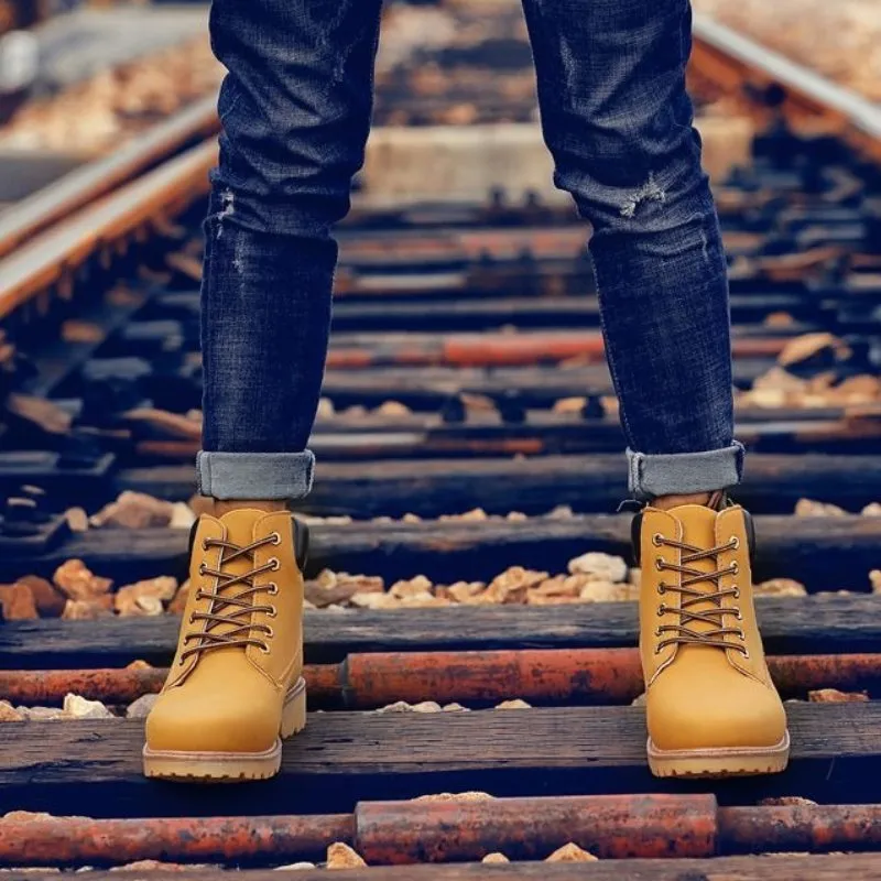 Cuzcare Men Winter Orthopedic Shoes Warm Army Ankle Boots