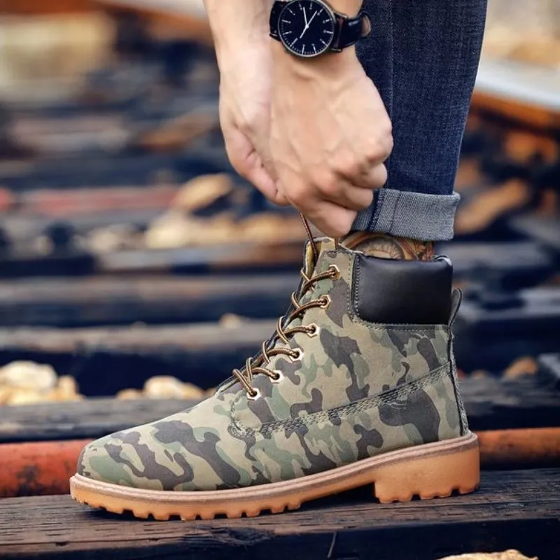 Cuzcare Men Winter Orthopedic Shoes Warm Army Ankle Boots