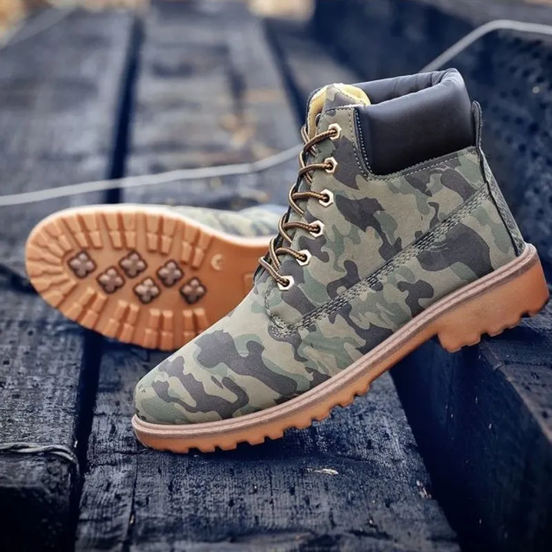 Cuzcare Men Winter Orthopedic Shoes Warm Army Ankle Boots