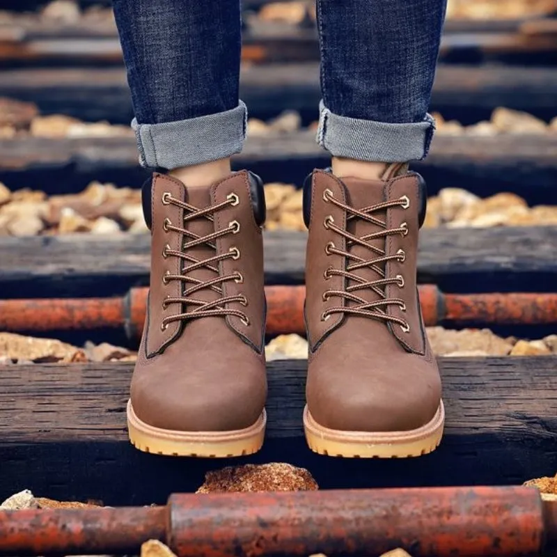 Cuzcare Men Winter Orthopedic Shoes Warm Army Ankle Boots