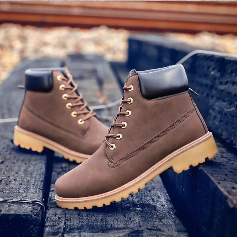 Cuzcare Men Winter Orthopedic Shoes Warm Army Ankle Boots