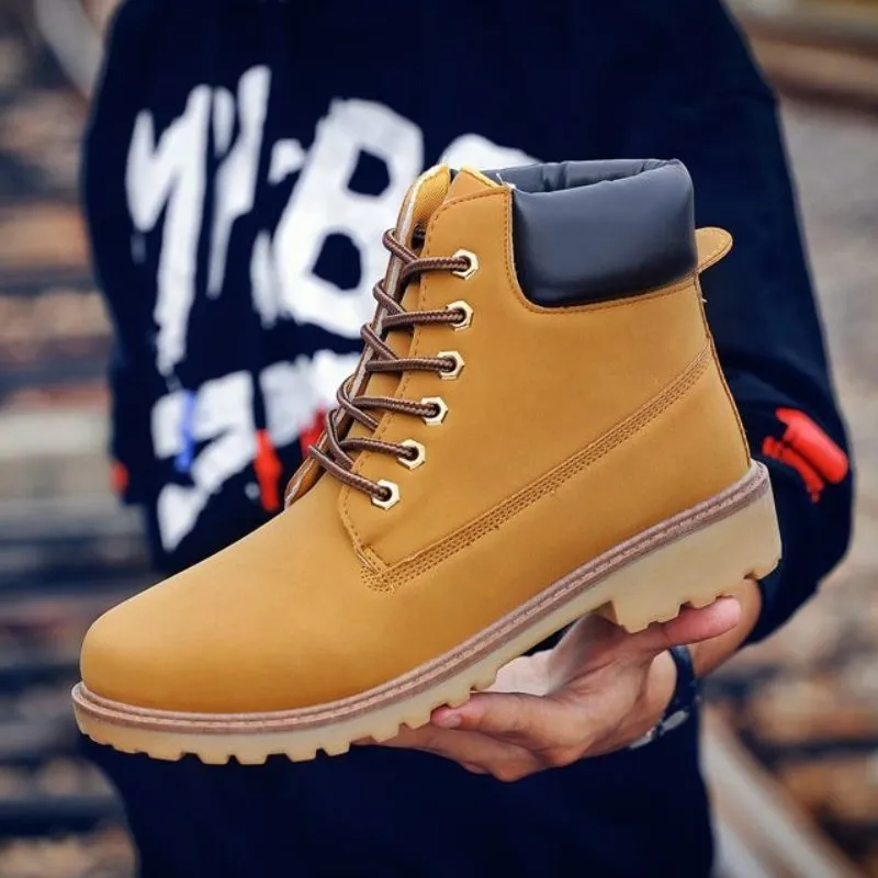 Cuzcare Men Winter Orthopedic Shoes Warm Army Ankle Boots