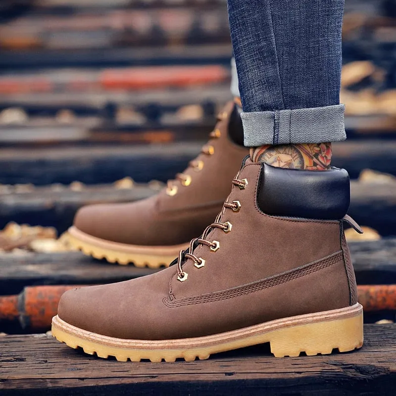 Cuzcare Men Winter Orthopedic Shoes Warm Army Ankle Boots